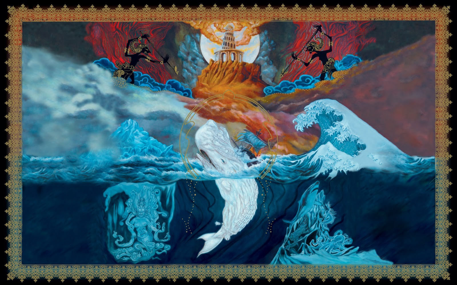 General 1600x1000 Mastodon artwork surreal whale animals fantasy art blue orange progressive metal hard rock heavy metal