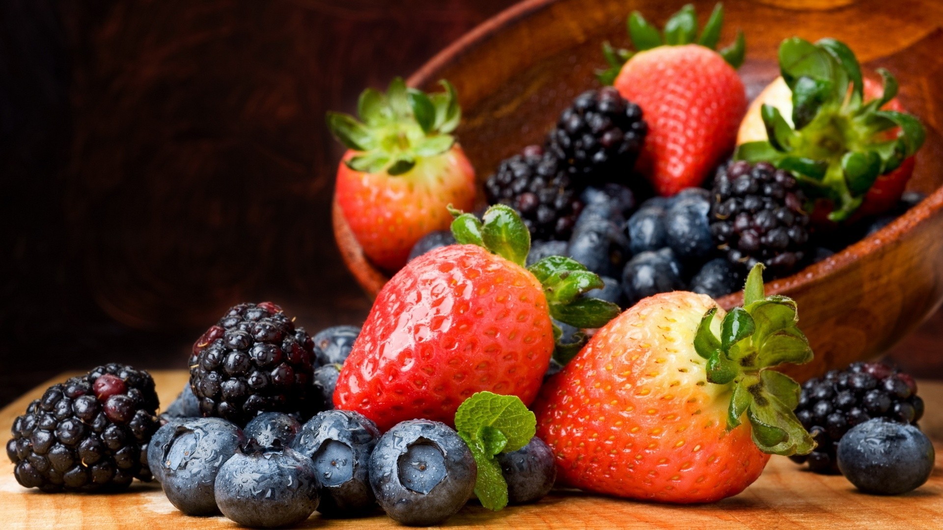 General 1920x1080 fruit strawberries blackberries bowls blueberries food colorful berries