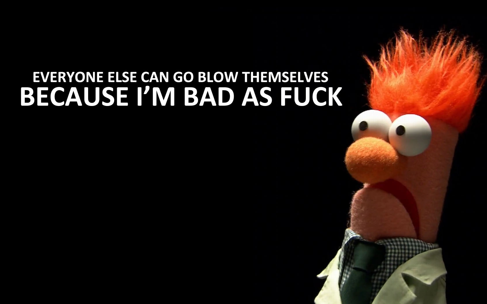 General 1680x1050 humor fuck simple background black background Beaker The Muppets