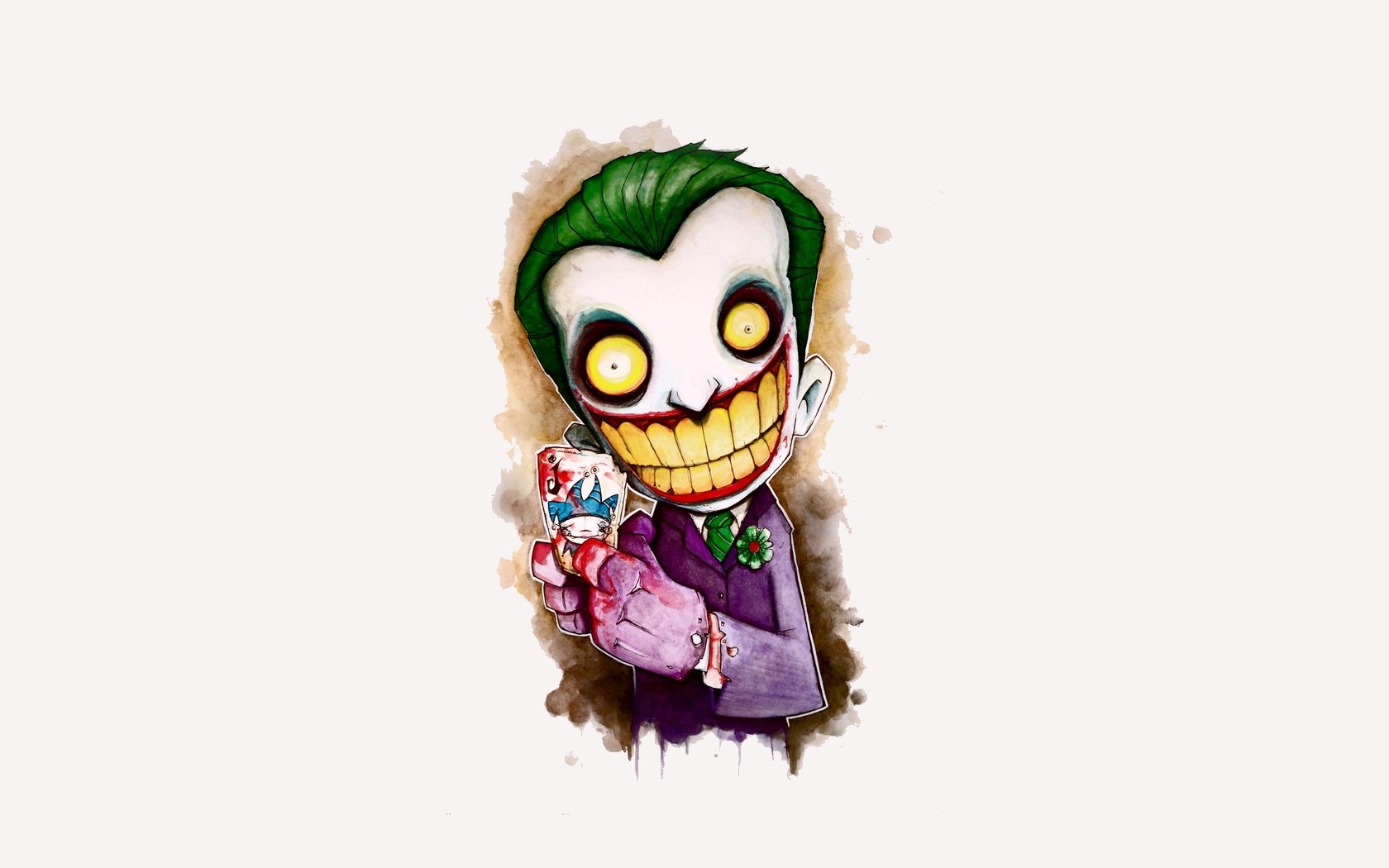 General 1680x1050 artwork Batman Joker teeth green hair simple background white background DC Comics