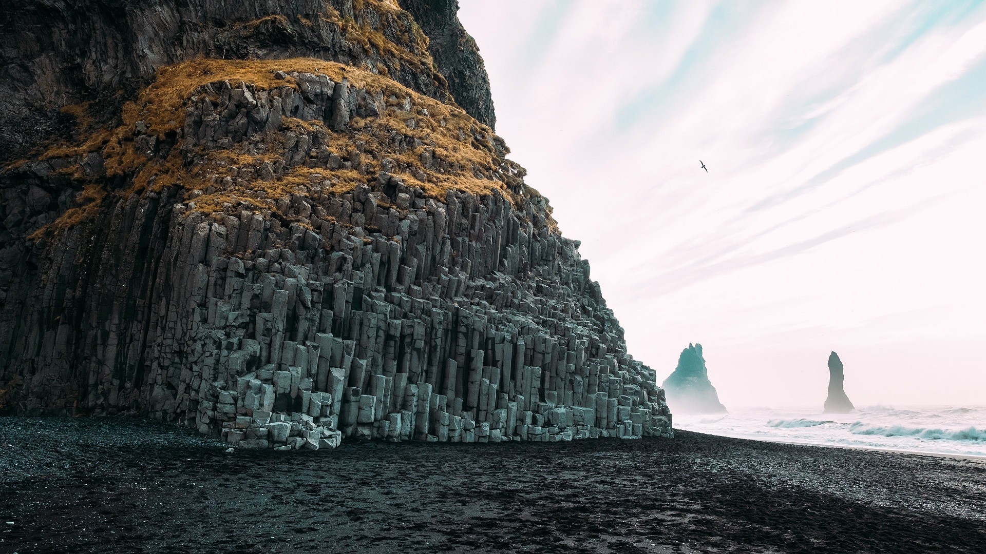 General 1920x1080 nature sea rocks cliff Iceland coast beach nordic landscapes Basalt column
