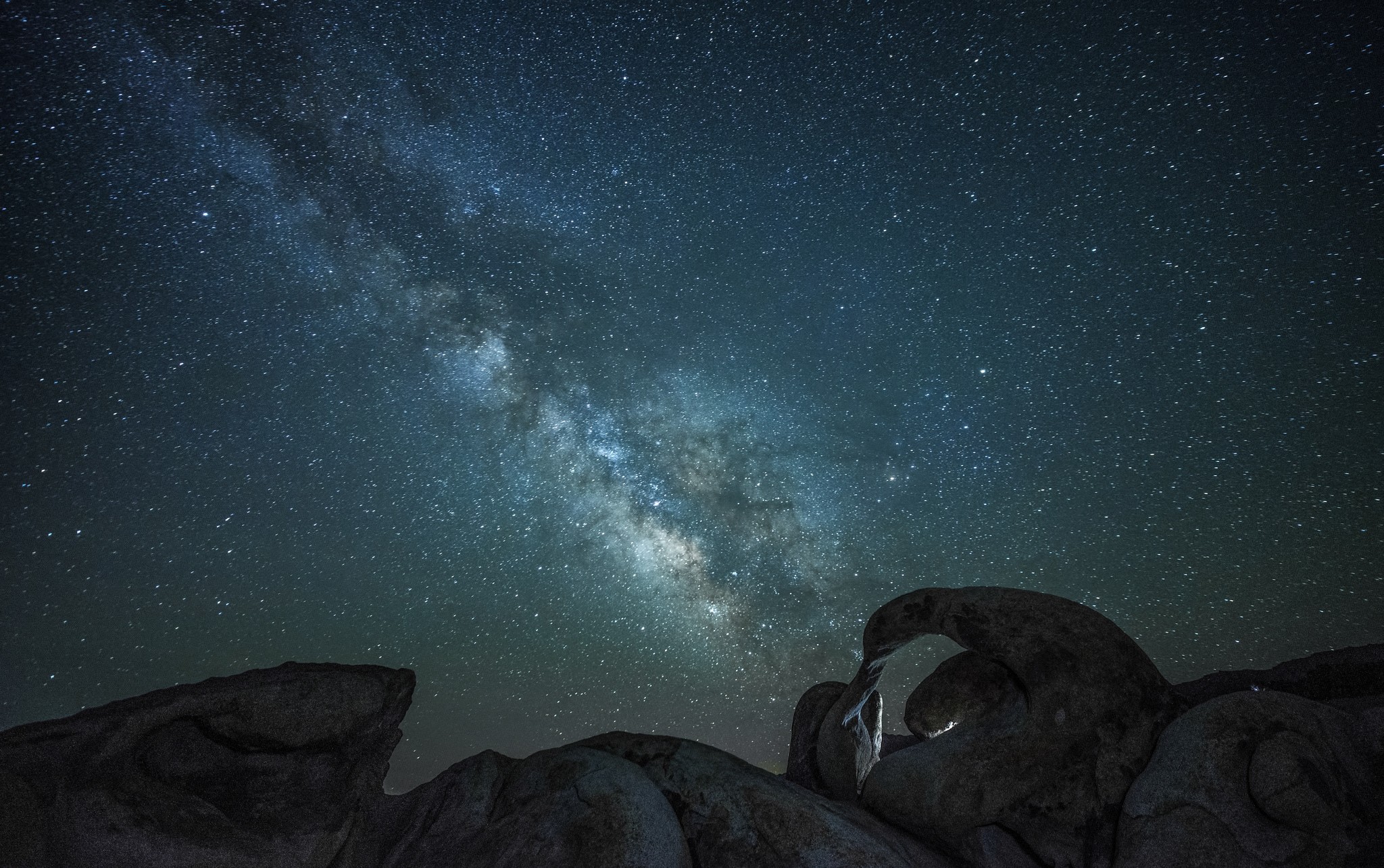 General 2048x1284 landscape stars Milky Way skyscape rock formation looking up sky nature space