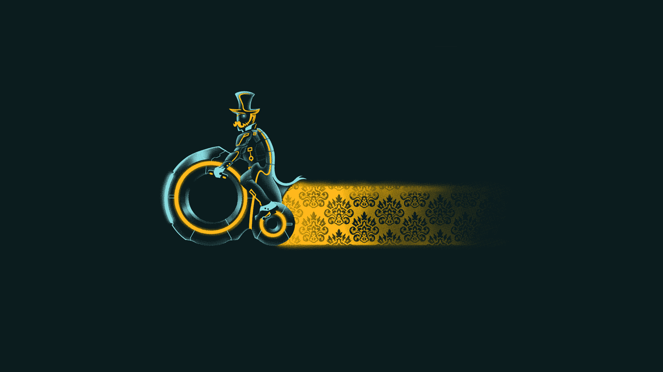 General 1366x768 vehicle digital art simple background Tron biker artwork