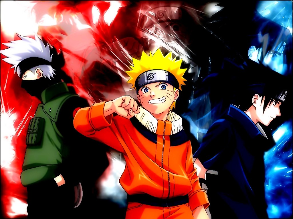 Anime 1024x768 anime Naruto Shippuden Uzumaki Naruto Hatake Kakashi Uchiha Sasuke anime boys