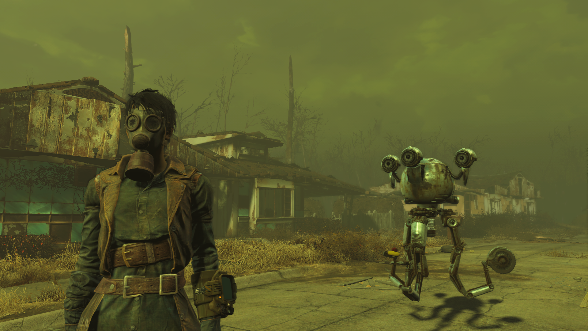 General 1920x1080 Fallout Fallout 4 Bethesda Softworks robot sanctuary video games PC gaming gas masks apocalyptic ruins