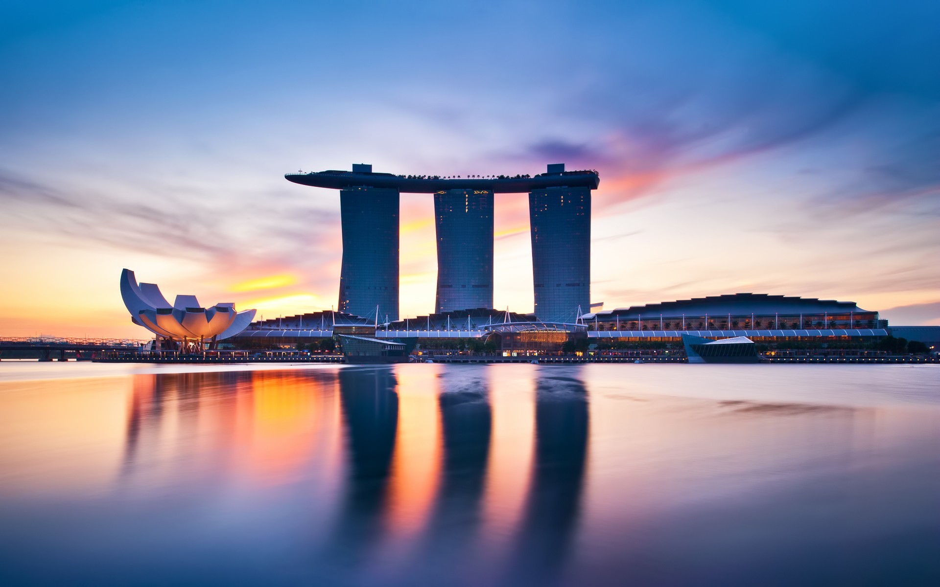 General 1920x1200 cityscape Singapore Marina Bay architecture sunset building Asia