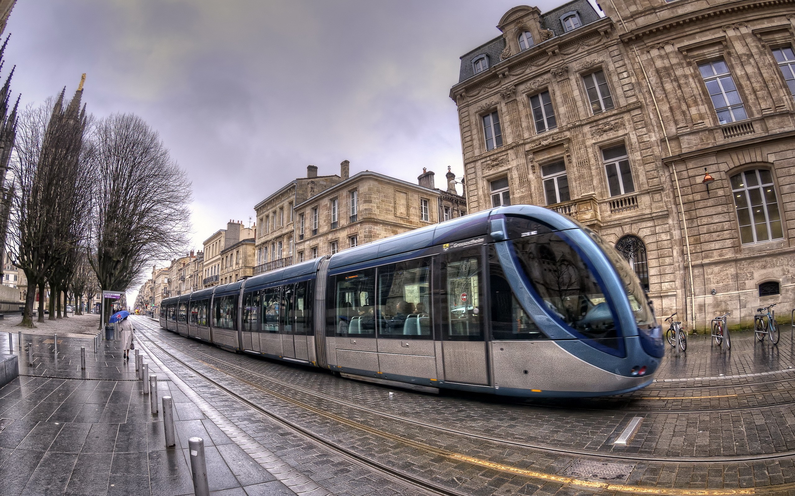General 2560x1600 cityscape HDR building fisheye lens Bordeaux tram city traffic France
