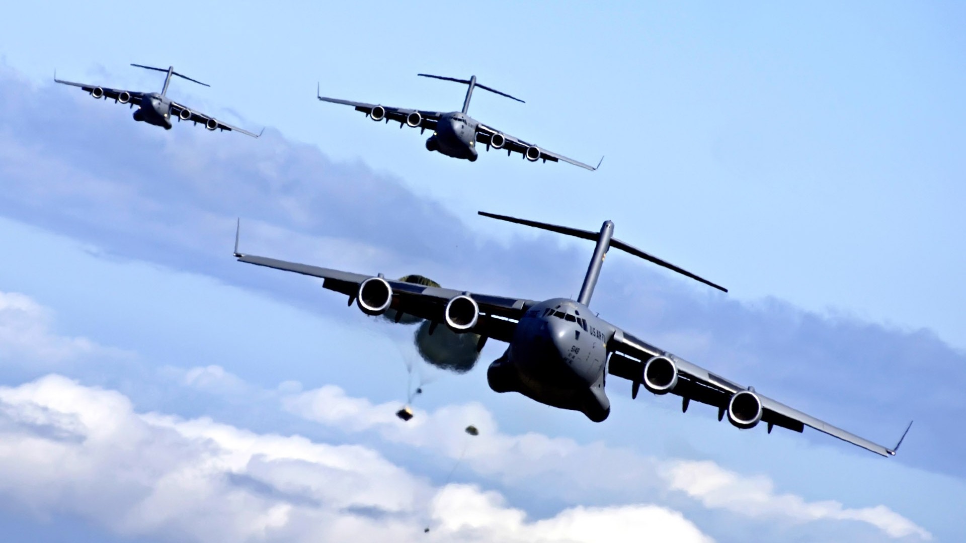 General 1920x1080 military aircraft airplane jets sky Boeing C-17 Globemaster III military aircraft frontal view vehicle US Air Force military vehicle