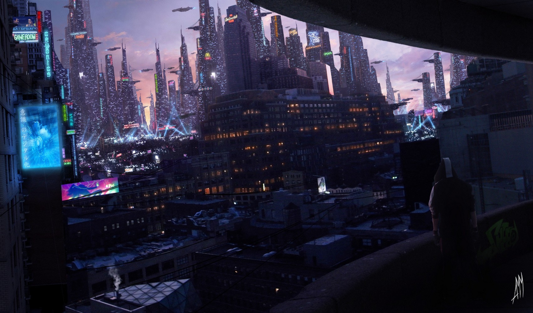General 1700x1000 cyberpunk futuristic city futuristic cityscape science fiction digital art artwork