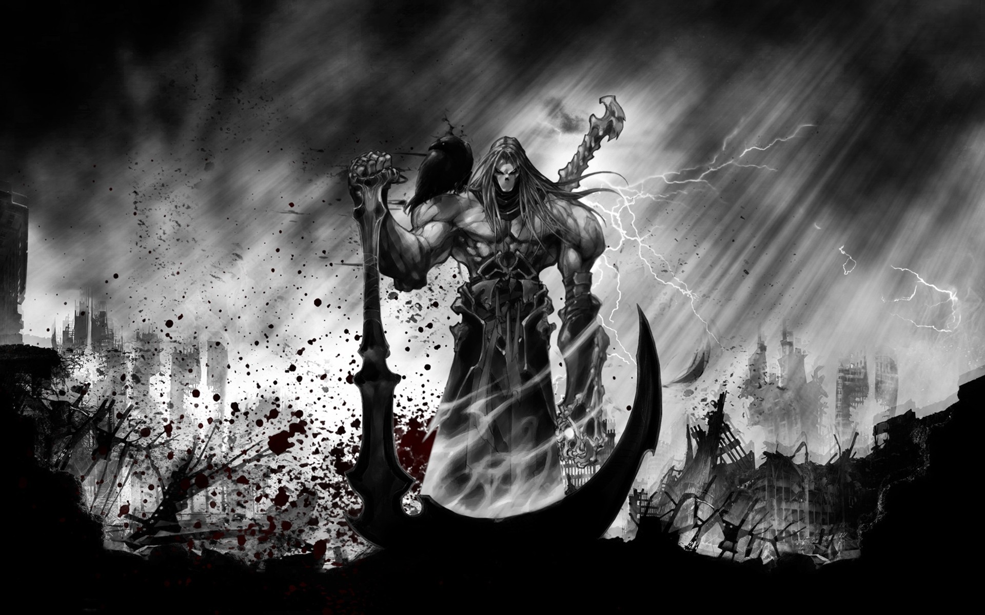 General 1920x1200 dark siders Four Horsemen of the Apocalypse death video games selective coloring Darksiders video game art