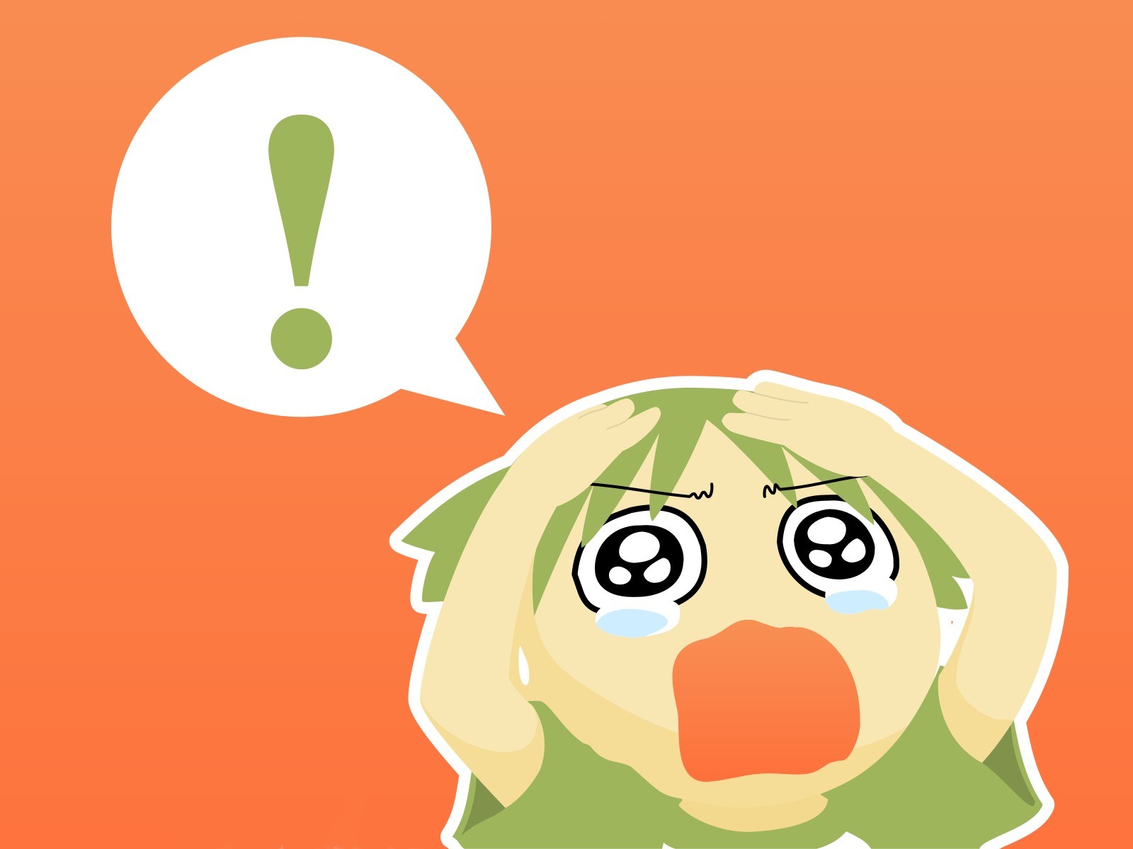 Anime 1600x1200 Yotsubato anime anime girls orange background simple background tears