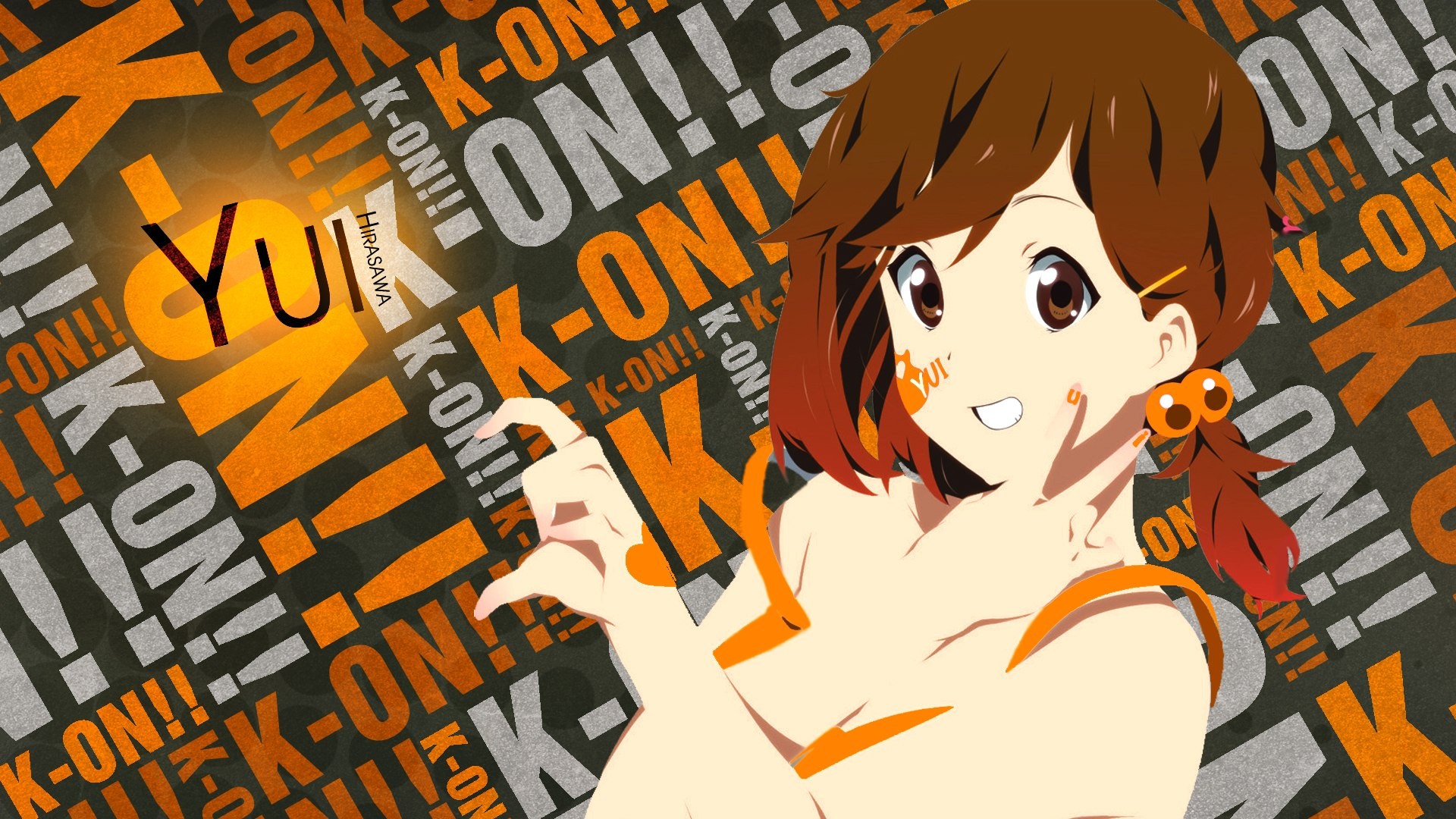 Anime 1920x1080 anime K-ON! Hirasawa Yui anime girls brunette brown eyes smiling
