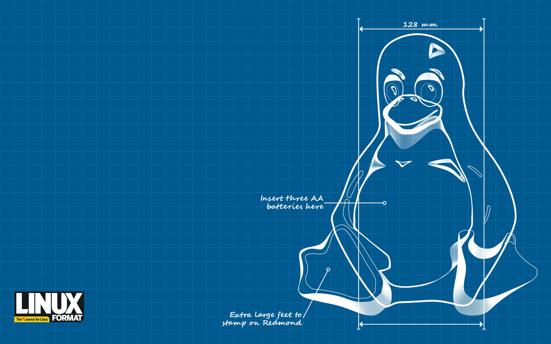 General 1920x1200 Linux blue background operating system penguins digital art blueprints humor watermarked Tux