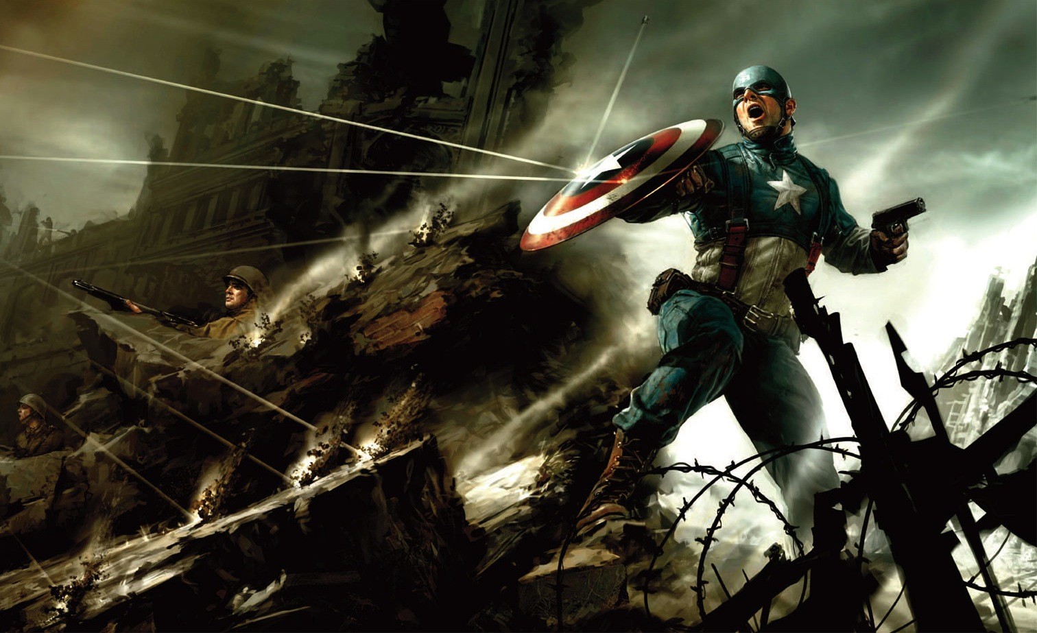 General 1512x923 Captain America superhero gun shield fantasy art
