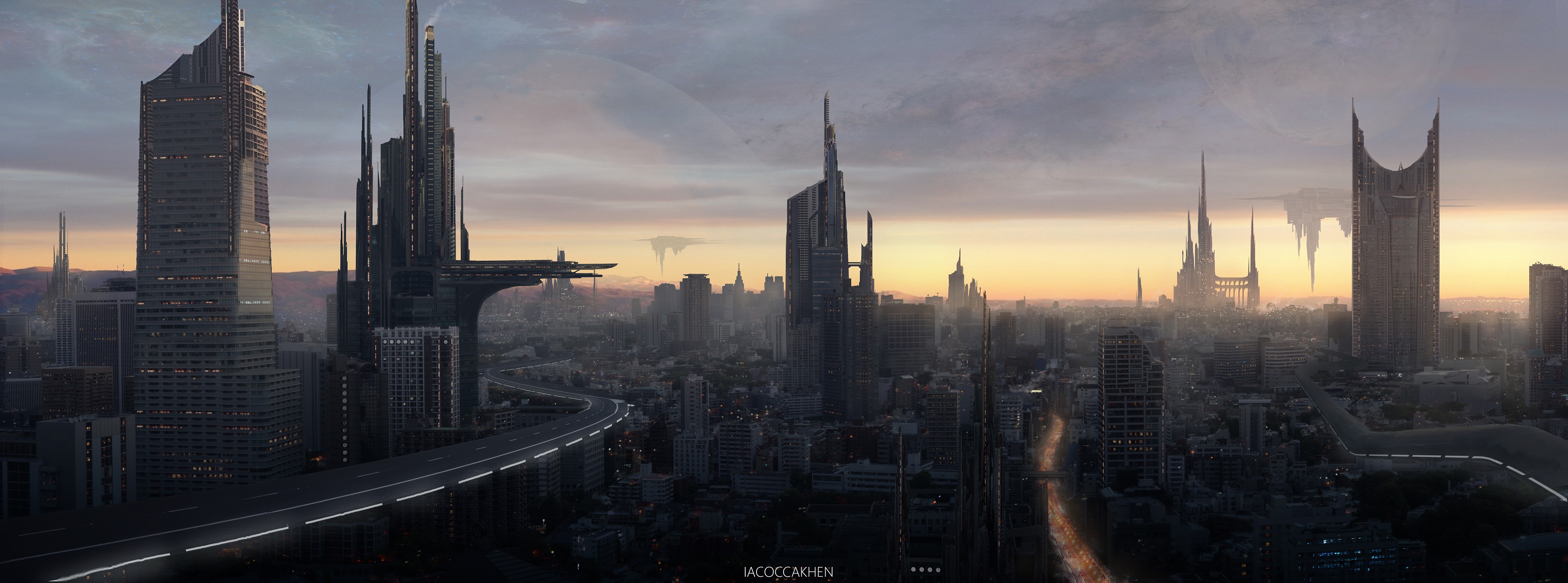 General 4000x1488 science fiction city futuristic city digital art cityscape