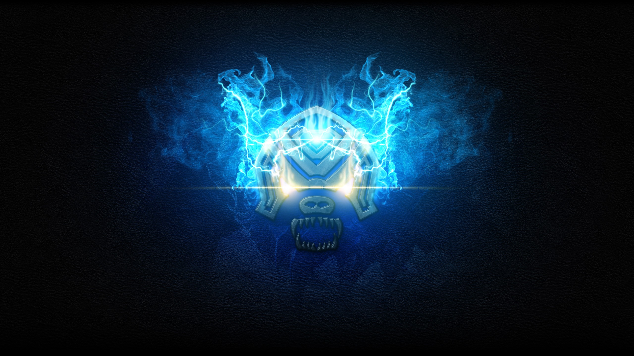 General 2560x1440 League of Legends Volibear cyan PC gaming digital art Riot Games glowing eyes blue flames fire simple background video games