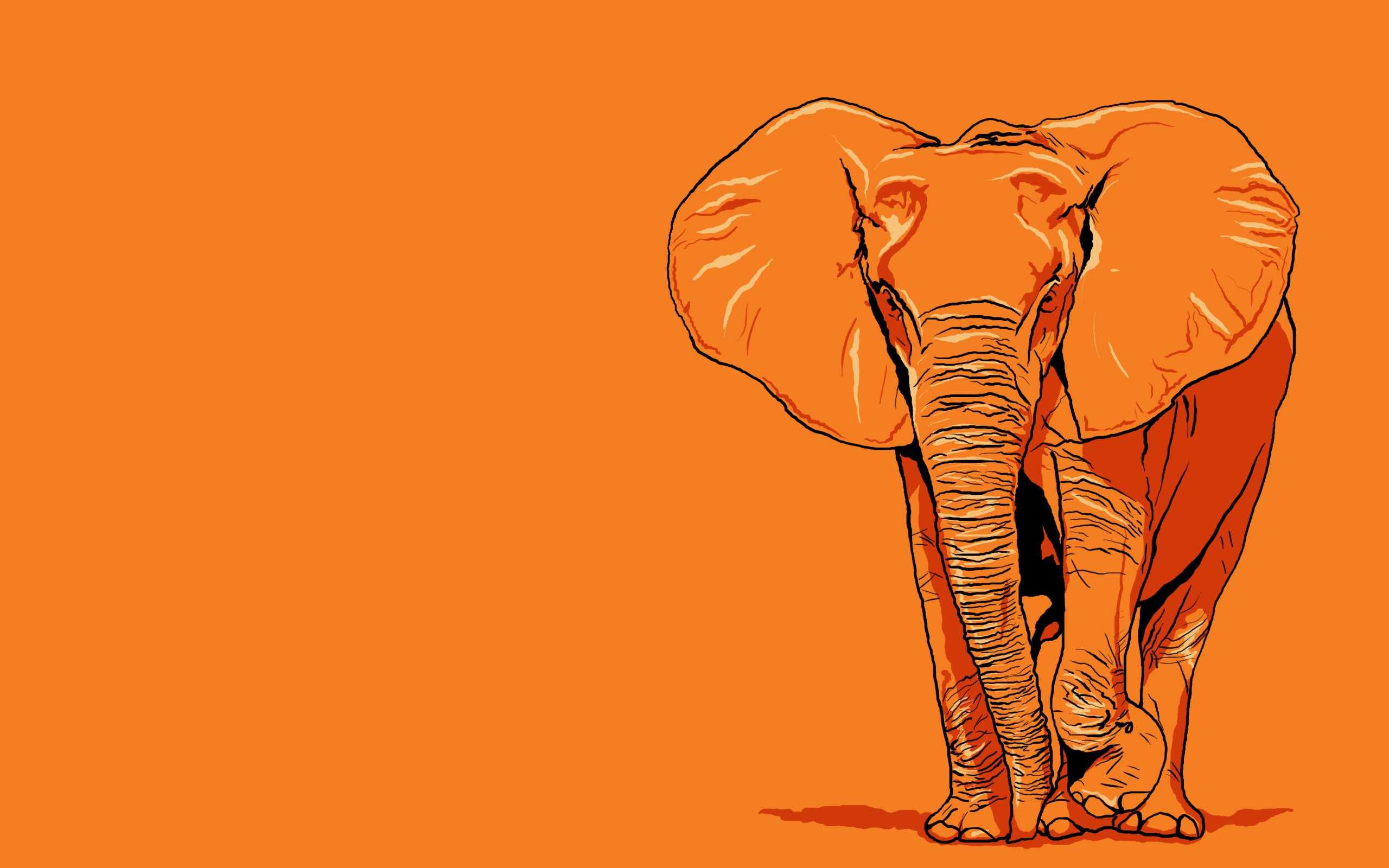 General 2560x1600 elephant artwork animals orange background mammals orange digital art simple background