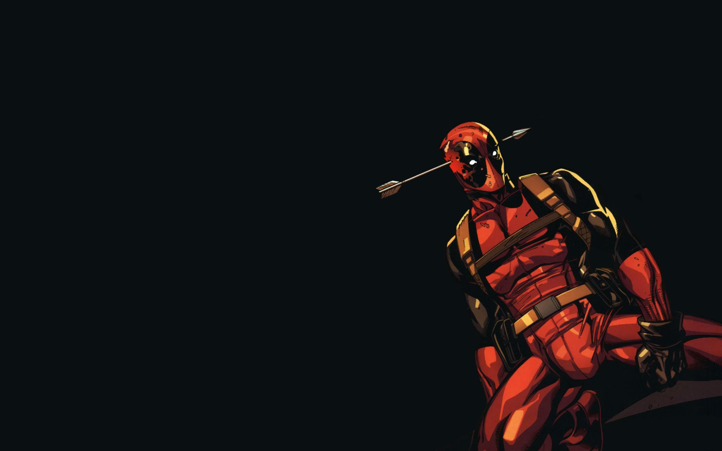 General 2400x1500 Deadpool comic art comics artwork arrows antiheroes black background simple background digital art