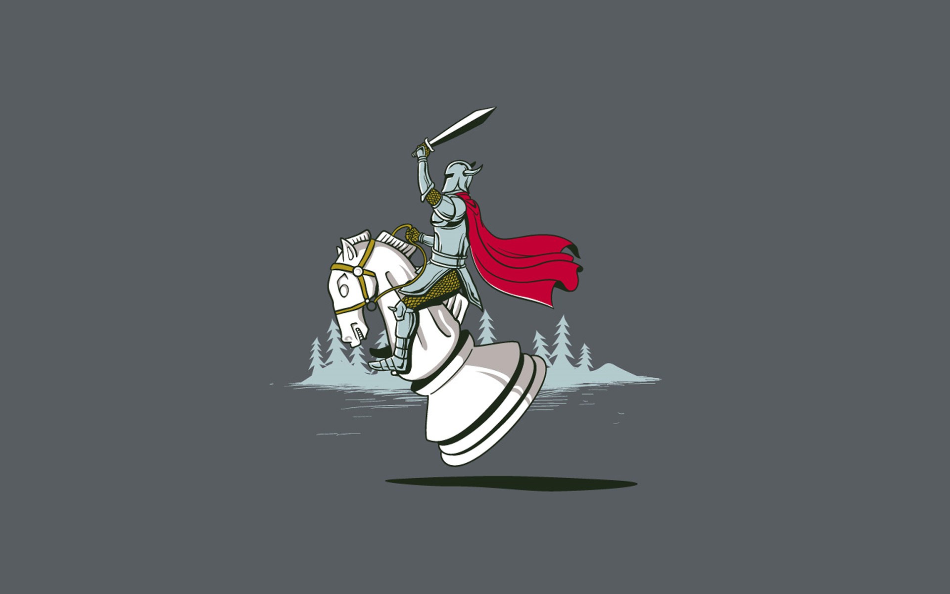 General 1920x1200 knight minimalism chess humor gray background gray board games simple background artwork