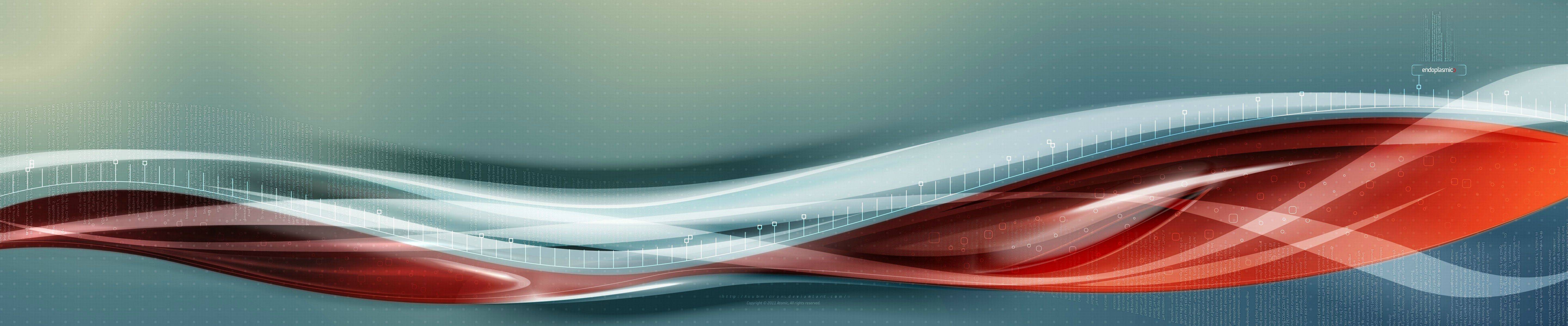 General 5760x1200 digital art shapes waveforms red biology  DNA