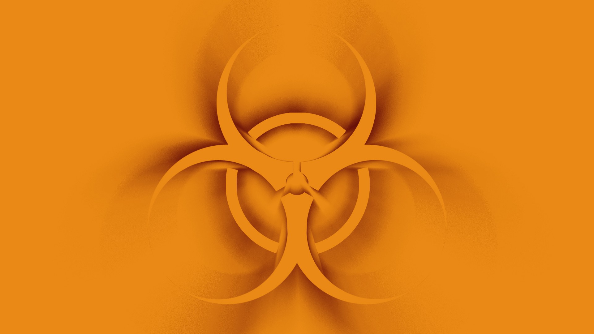 General 1920x1080 digital art minimalism biohazard circle yellow radiation orange background simple background