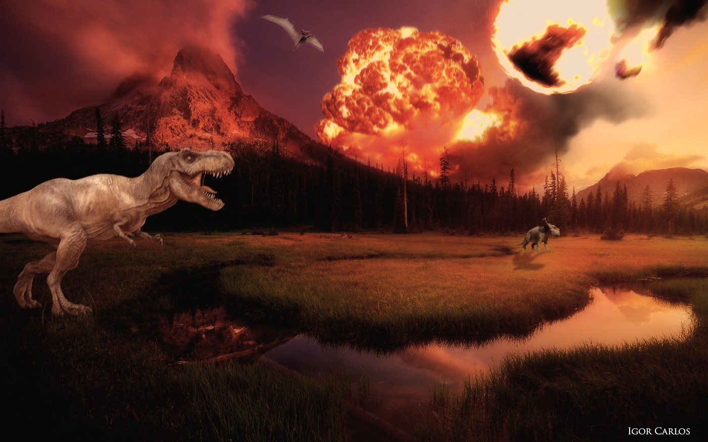 General 1400x875 fantasy art digital art dinosaurs apocalyptic
