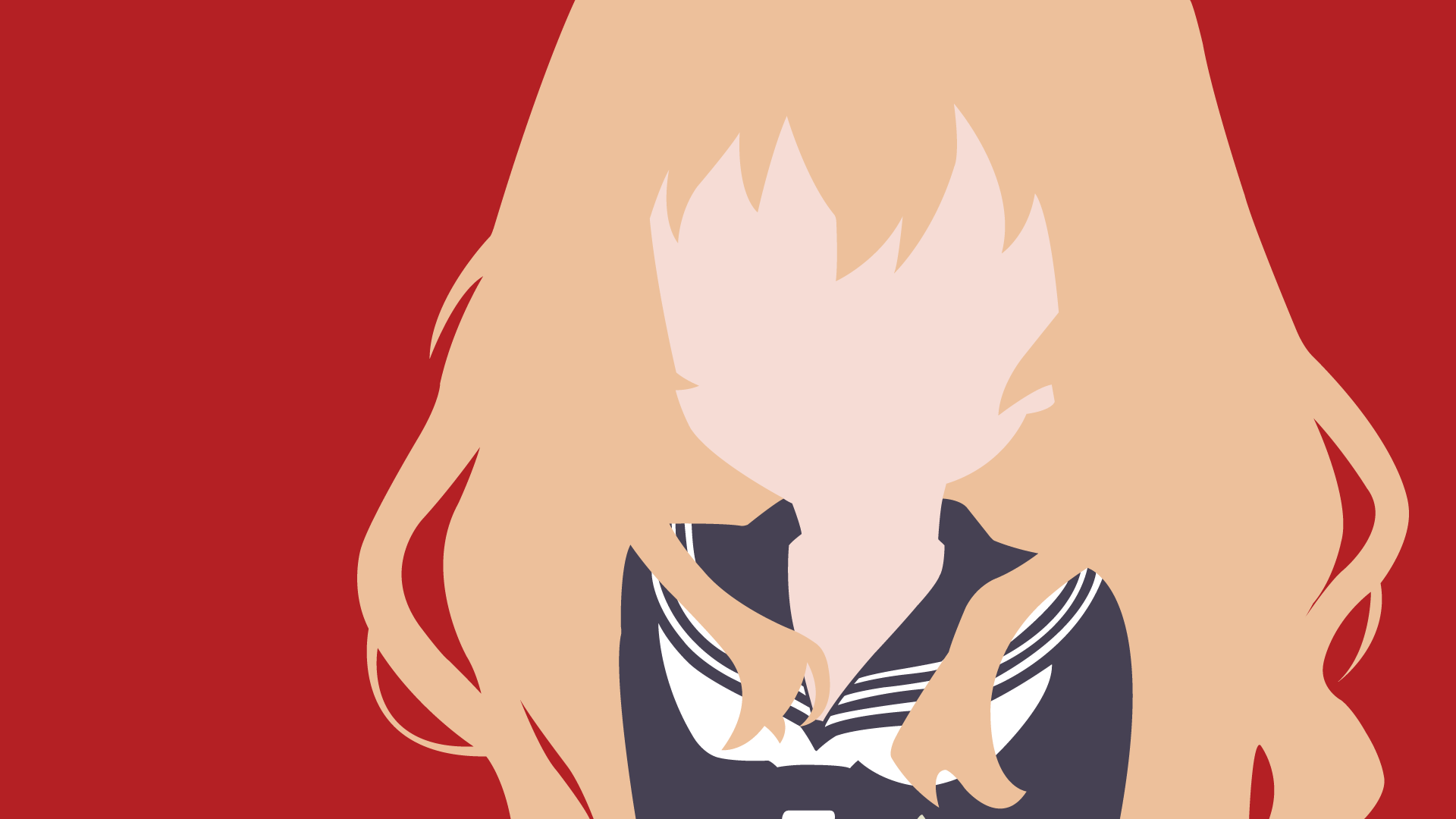 Anime 1920x1080 minimalism anime girls anime Toradora! Aisaka Taiga red background simple background long hair