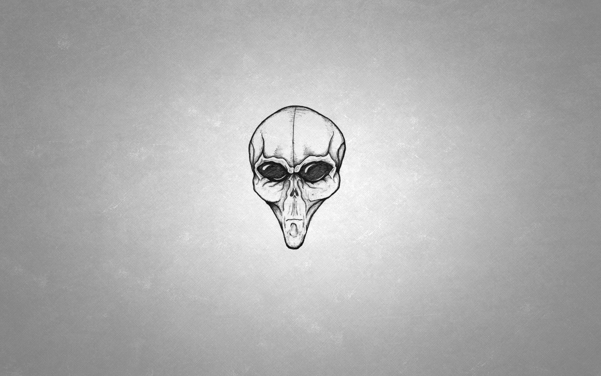 General 1920x1200 digital art minimalism skull drawing aliens monochrome gradient simple background