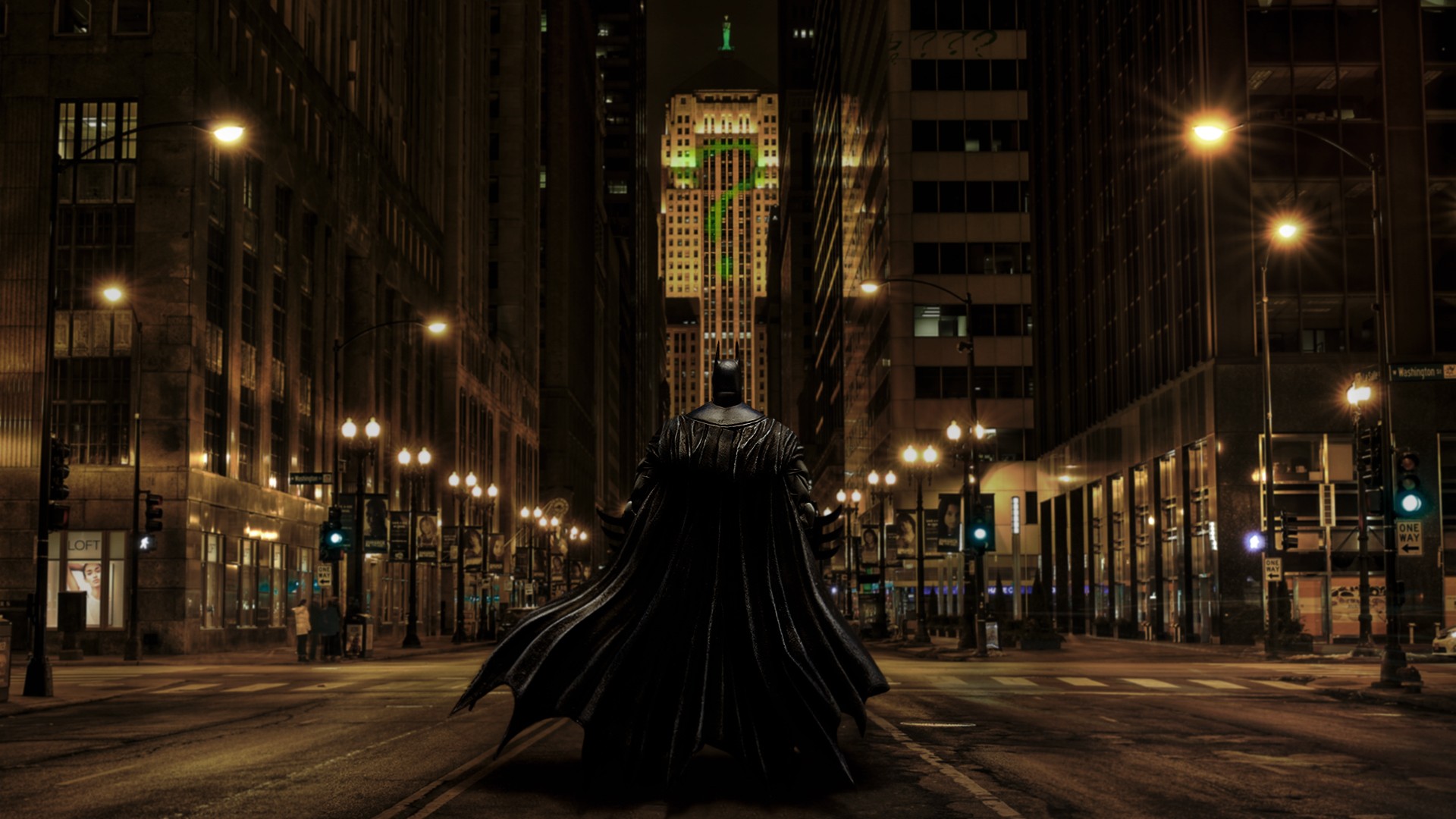 General 1920x1080 Batman The Riddler fan art Gotham City Chicago photoshopped The Dark Knight movies DC Comics