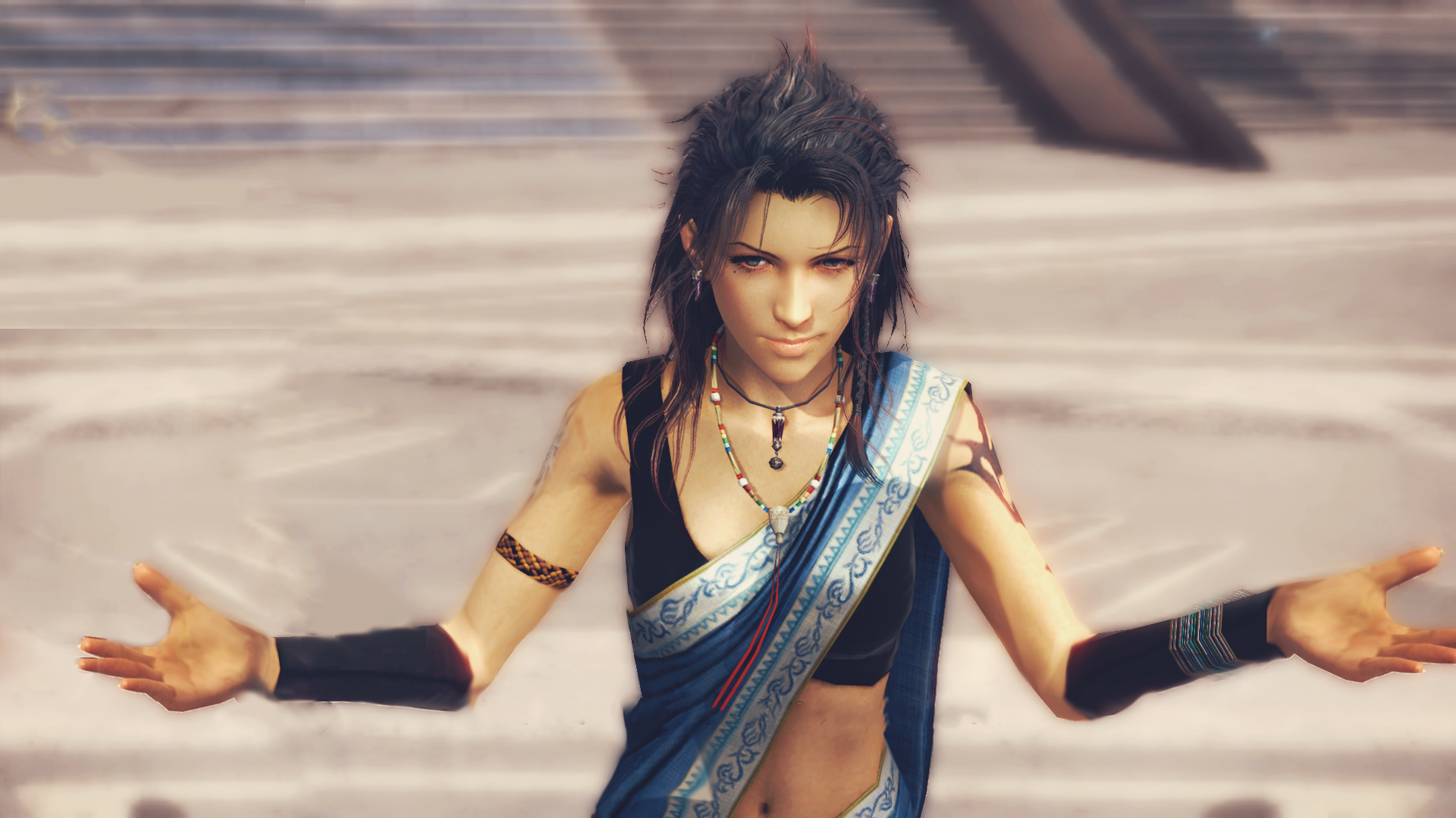 General 1920x1080 video games Final Fantasy XIII Oerba Yun Fang screen shot necklace dark hair women video game characters