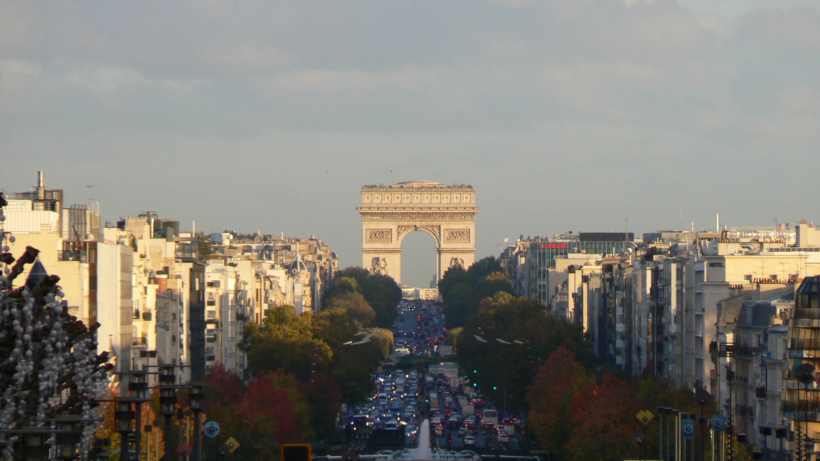 General 2816x1584 clouds trees Paris France Arc de Triomphe