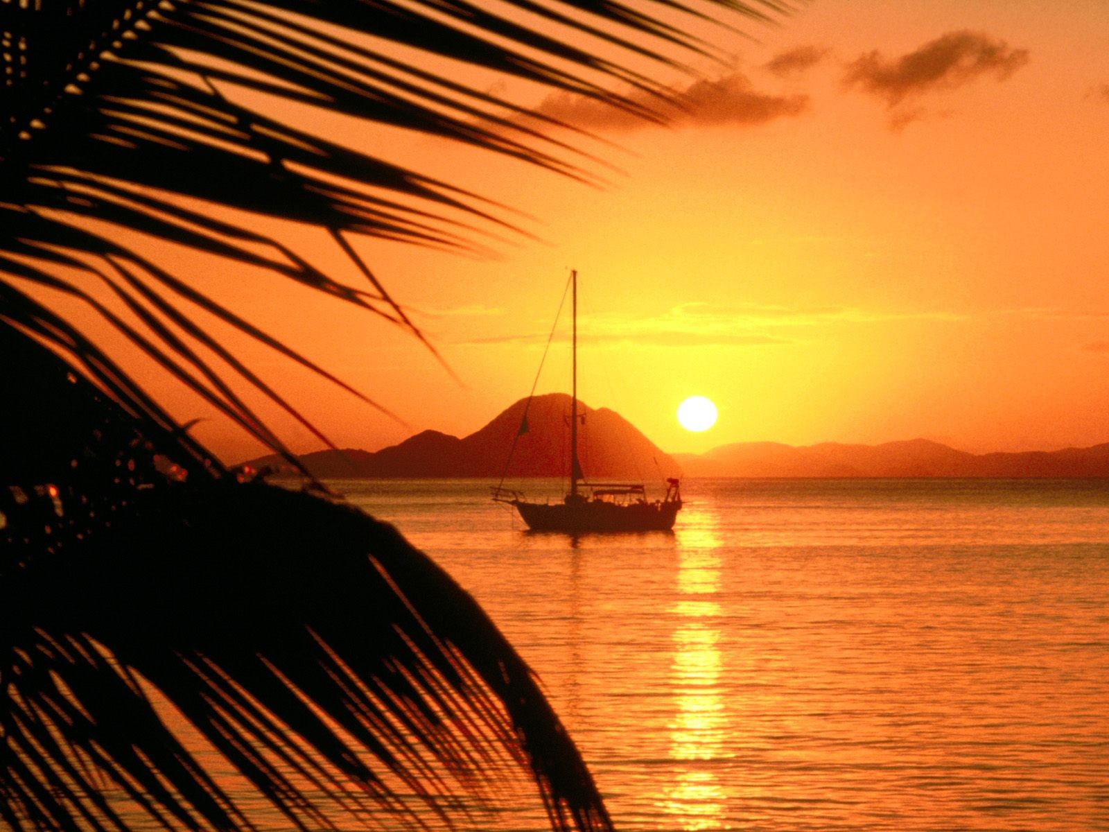 General 1600x1200 coast sunset palm trees boat hills sea vehicle Sun outdoors