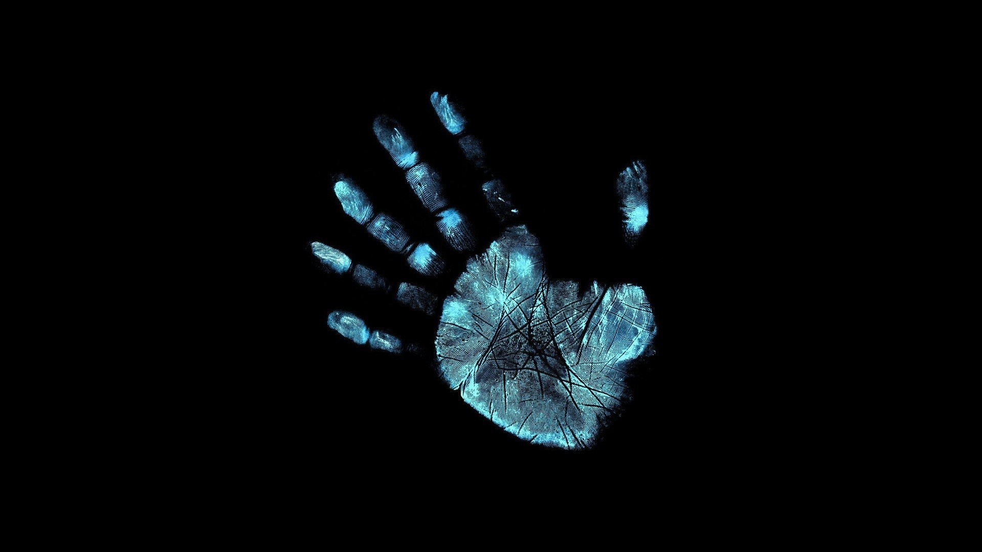 General 1920x1080 handprints black background Fringe (TV series) hands cyan TV series simple background