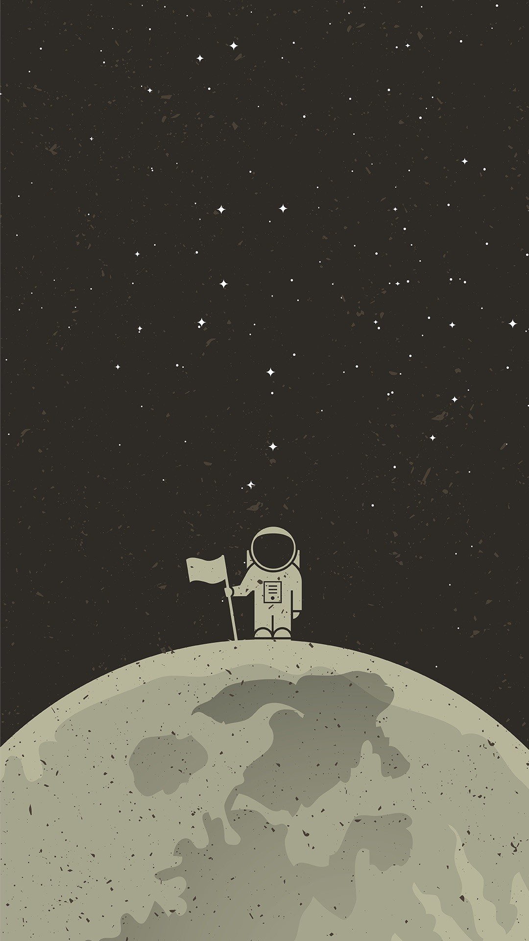 General 1080x1920 digital art portrait display simple background minimalism space universe planet stars astronaut spacesuit helmet flag monochrome Moon