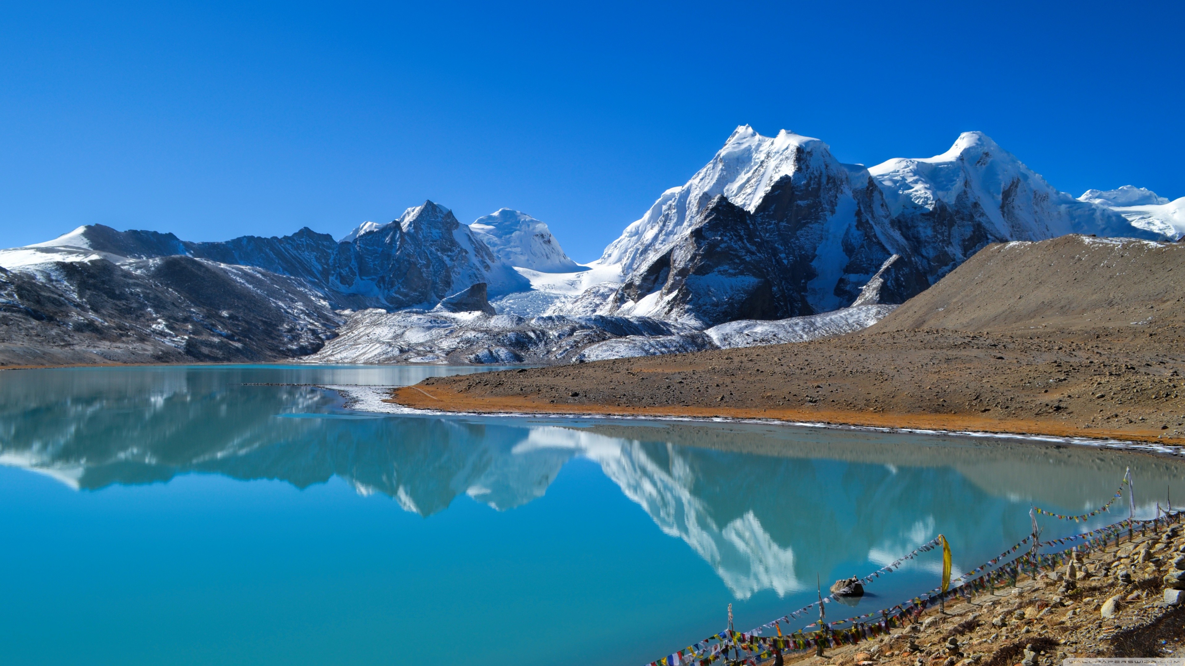 General 3840x2160 mountains lake snow landscape nature water reflection outdoors snowy peak sky