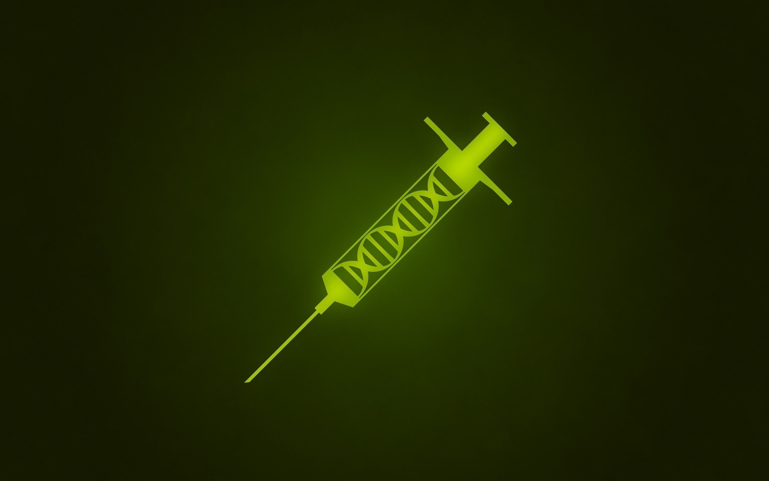 General 2560x1600 DNA syringe minimalism CGI digital art green background artwork