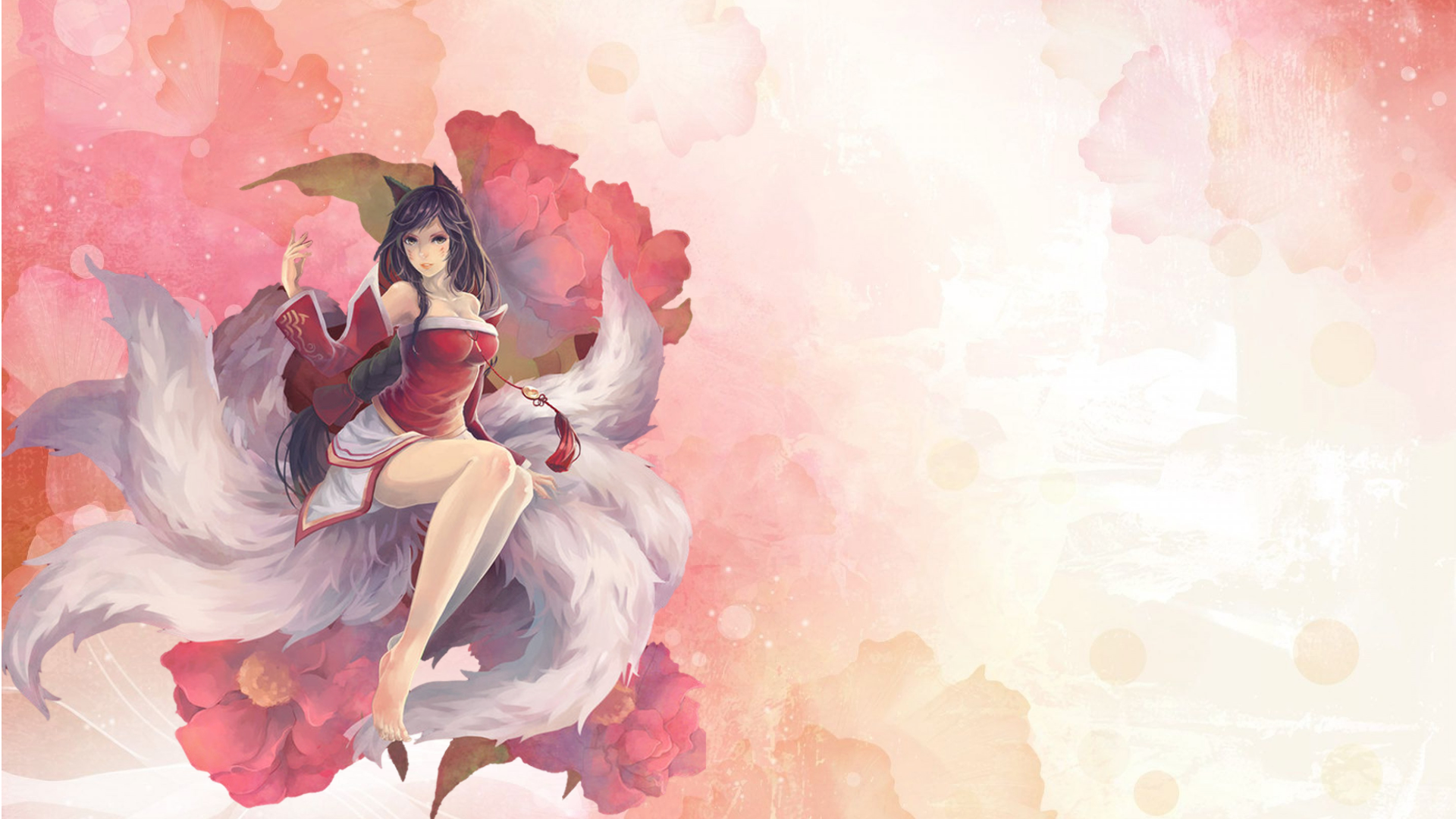 General 1920x1080 Ahri (League of Legends) League of Legends anime girls big boobs video games PC gaming fantasy art fantasy girl legs together dark hair animal ears looking at viewer video game art video game girls anime barefoot