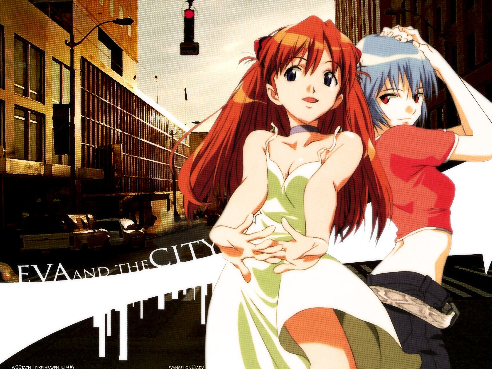 Anime 1600x1200 anime girls Neon Genesis Evangelion Ayanami Rei Asuka Langley Soryu anime two women women redhead blue hair