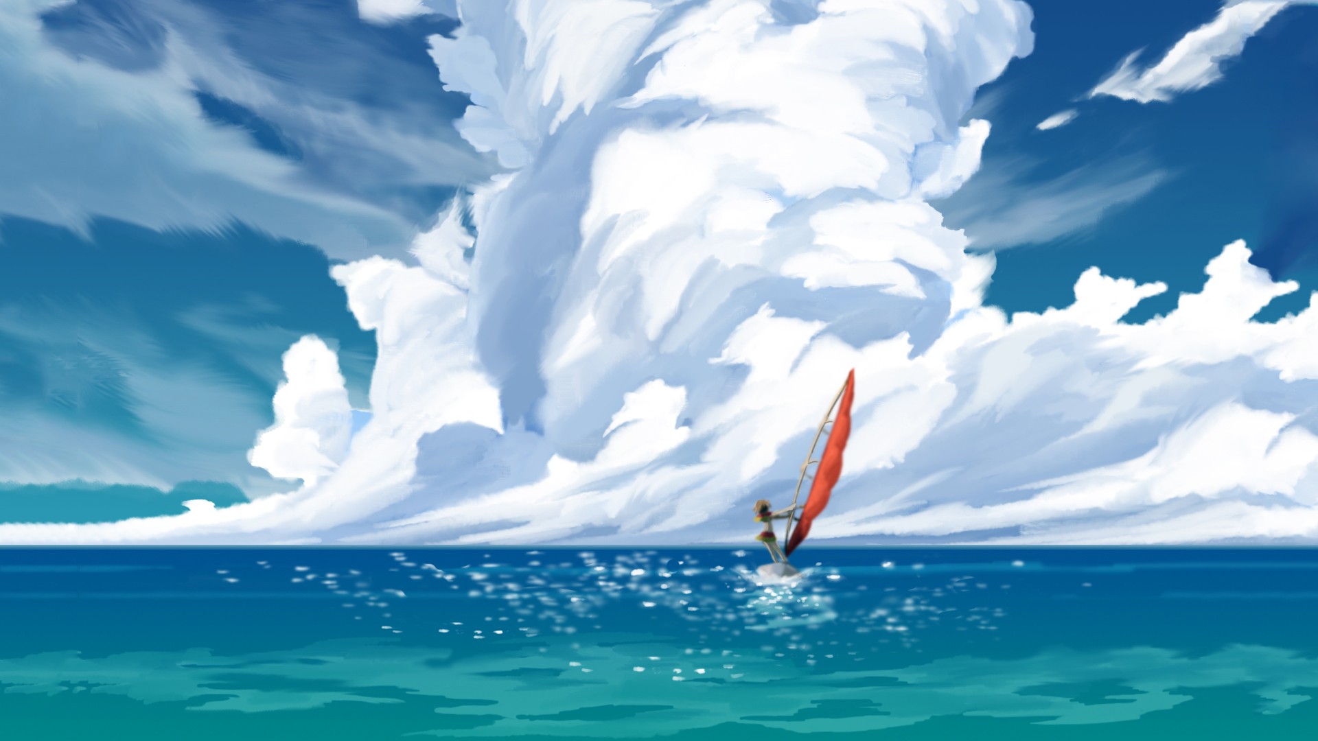 Anime 1920x1080 Suisei no Gargantia anime sea water Amy (Suisei no Gargantia) artwork sky surfing