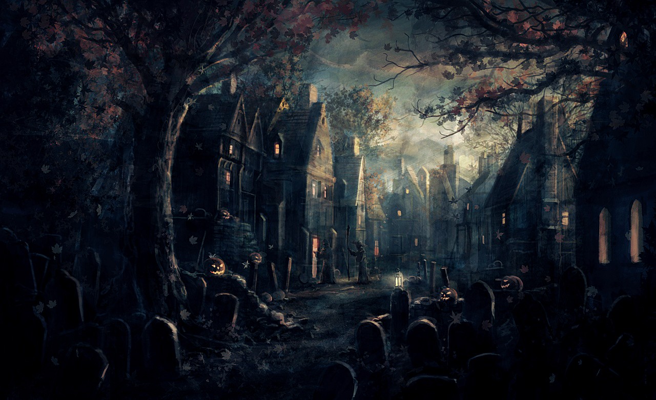 General 1280x780 artwork death concept art Halloween Grim Reaper spooky fantasy art dark town