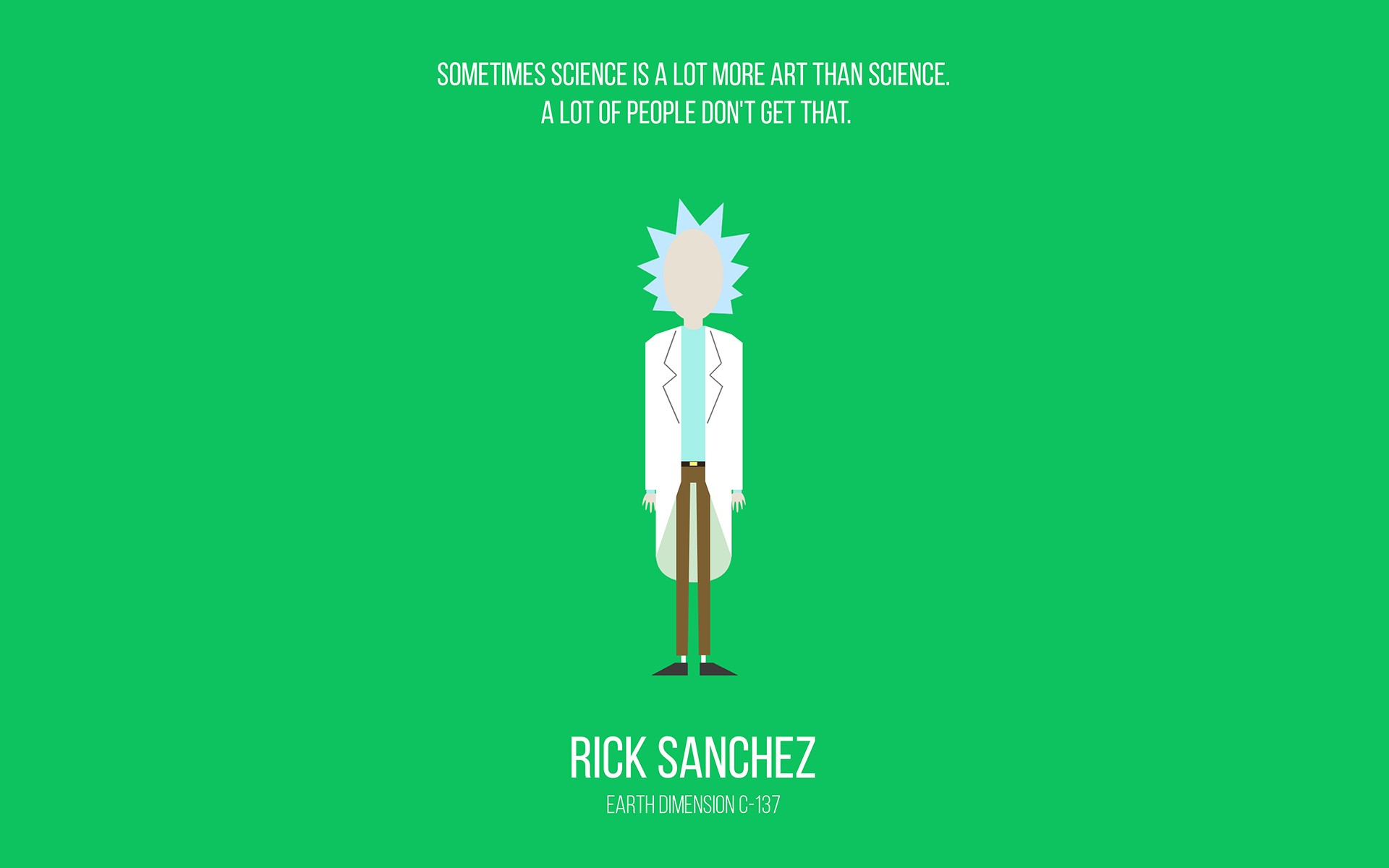 General 1920x1200 Rick and Morty minimalism cartoon Rick Sanchez TV series green background simple background
