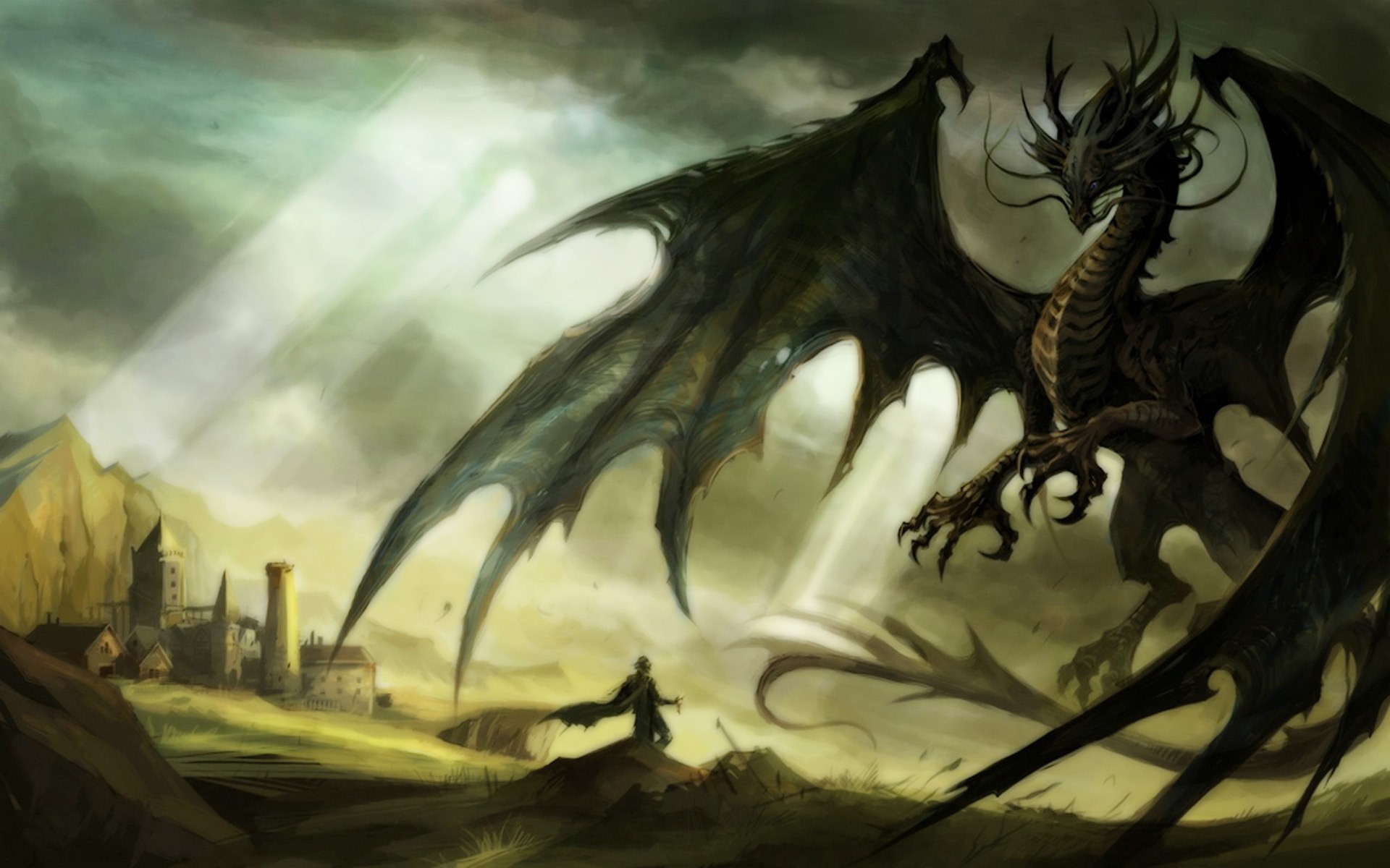General 1920x1200 dragon fantasy art digital art Sandara creature wings sky artwork DeviantArt