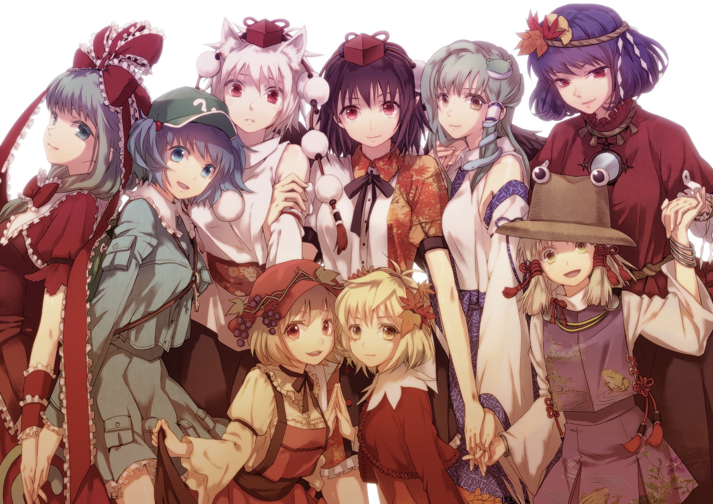 Anime 2404x1700 Touhou anime anime girls group of women looking at viewer