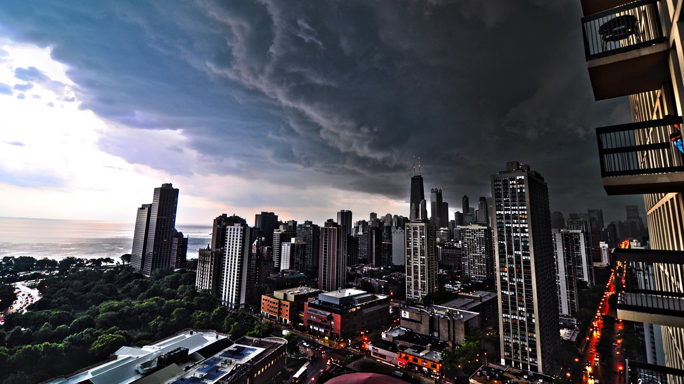 General 1366x768 cityscape HDR building clouds balcony lights Chicago sky storm