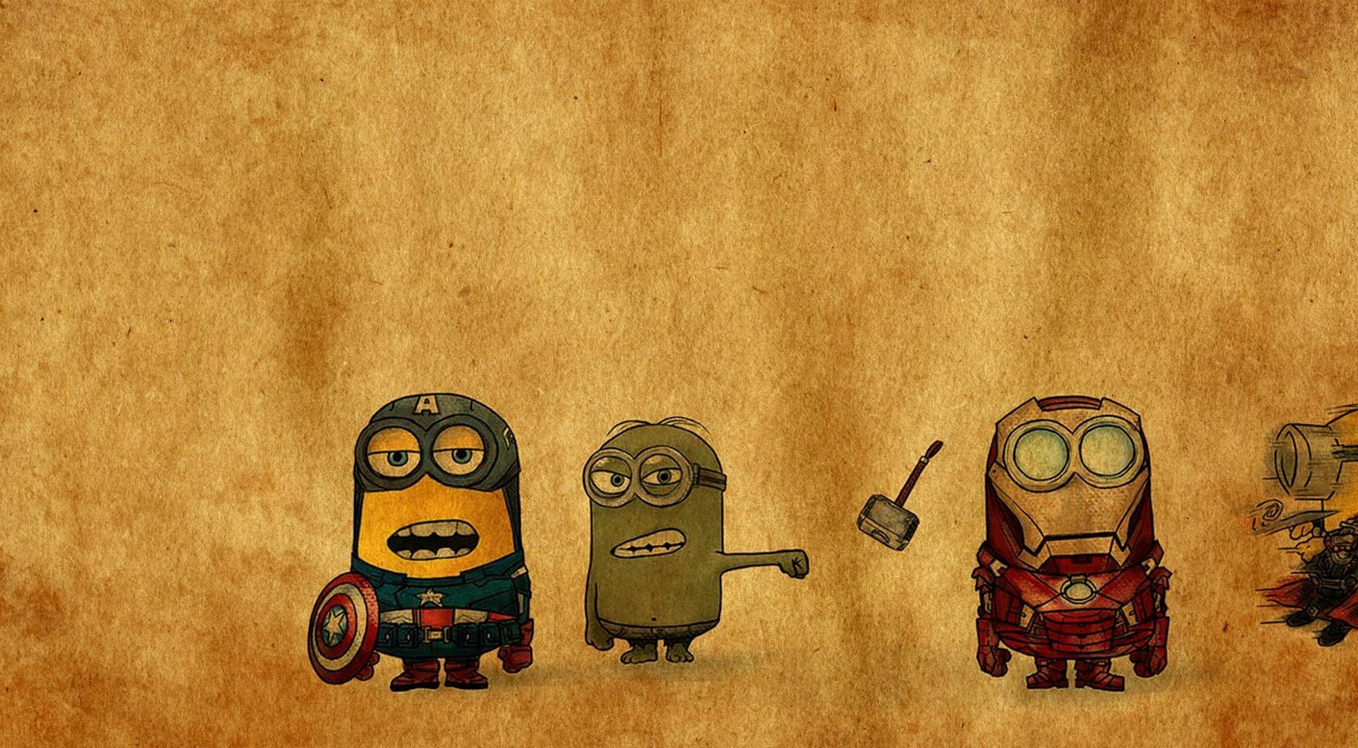 General 1960x1080 minions Despicable Me The Avengers humor crossover grunge simple background movies Universal Pictures