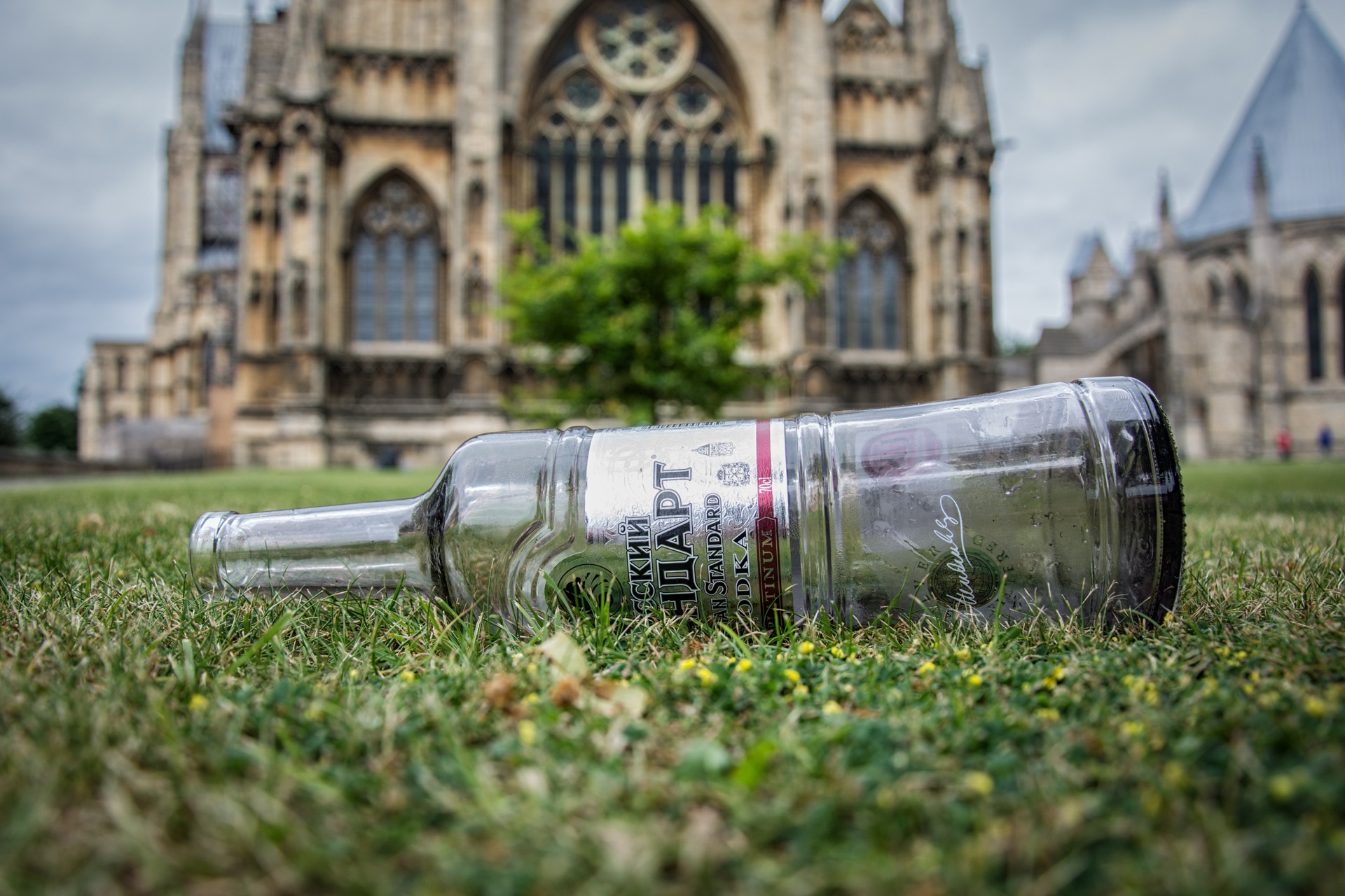 General 1920x1280 bottles grass building Russian vodka on the ground outdoors depth of field