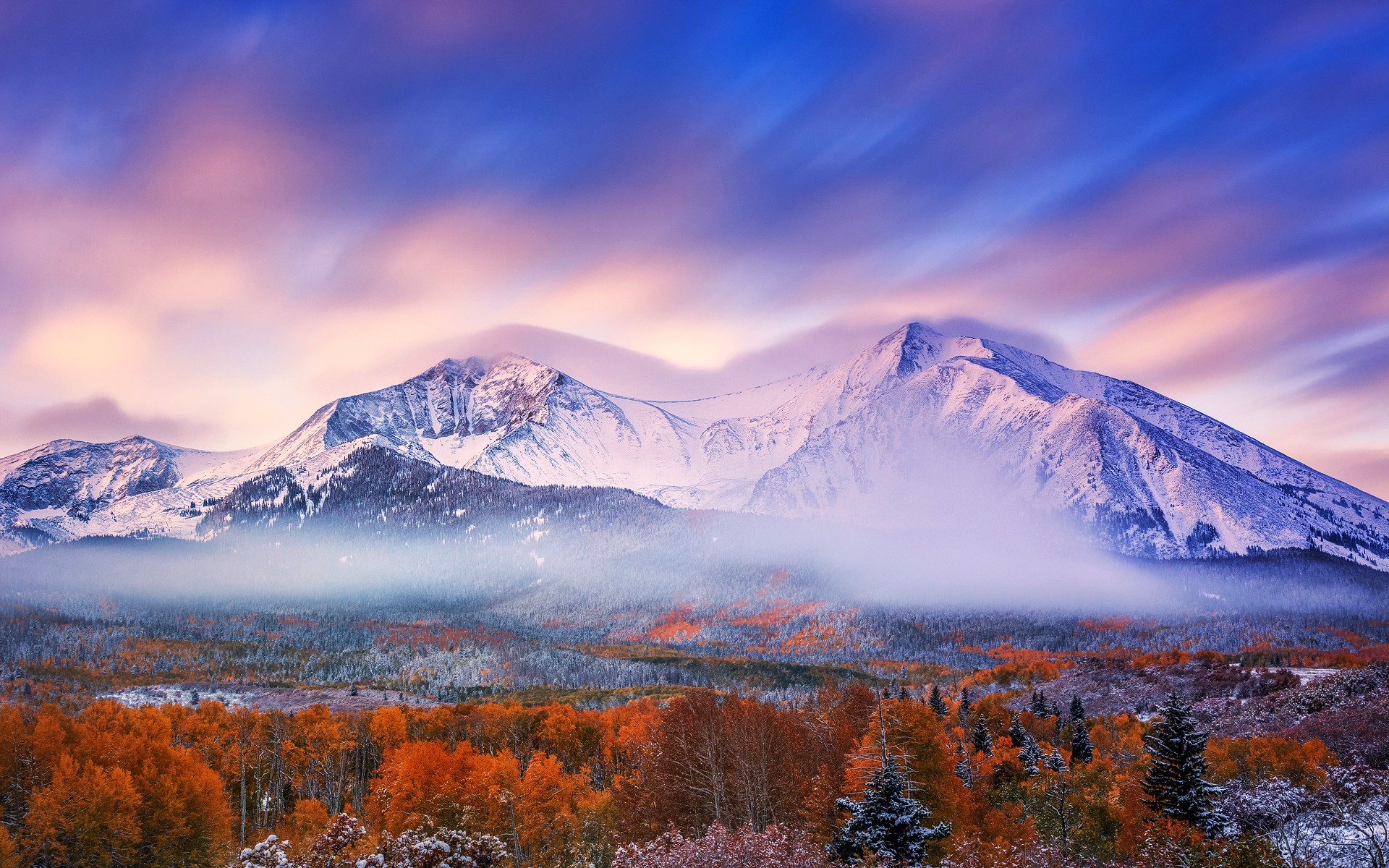 General 1920x1200 landscape morning mountains winter sky nature snowy peak trees