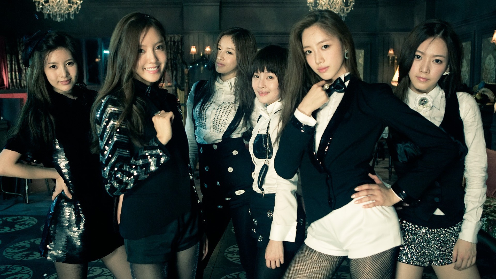 General 1920x1080 Korean T-ara women music Korean women group of women smiling women indoors looking at viewer brunette hands on hips long hair