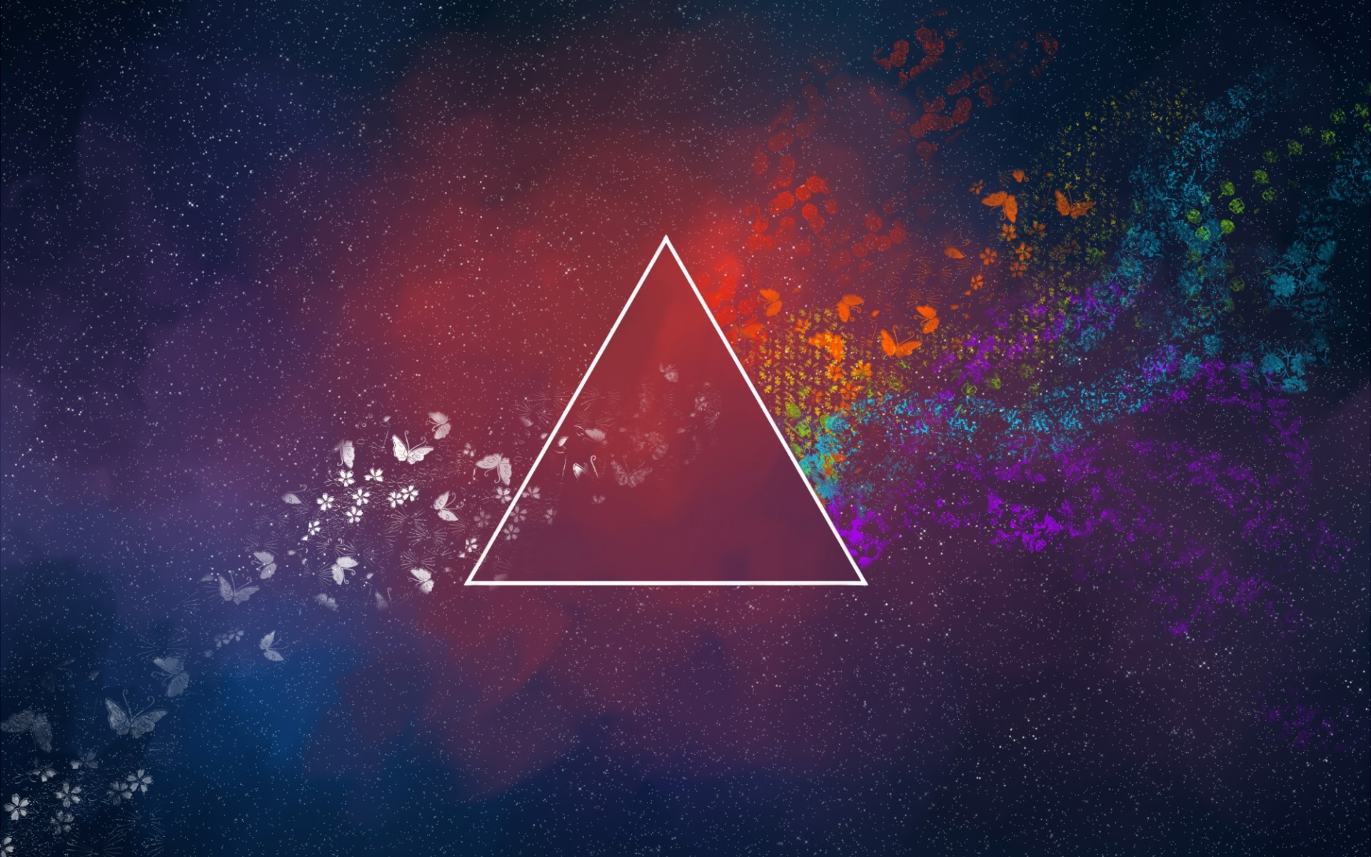 General 1920x1200 minimalism colorful triangle abstract butterfly Pink Floyd The Dark Side of the Moon digital art