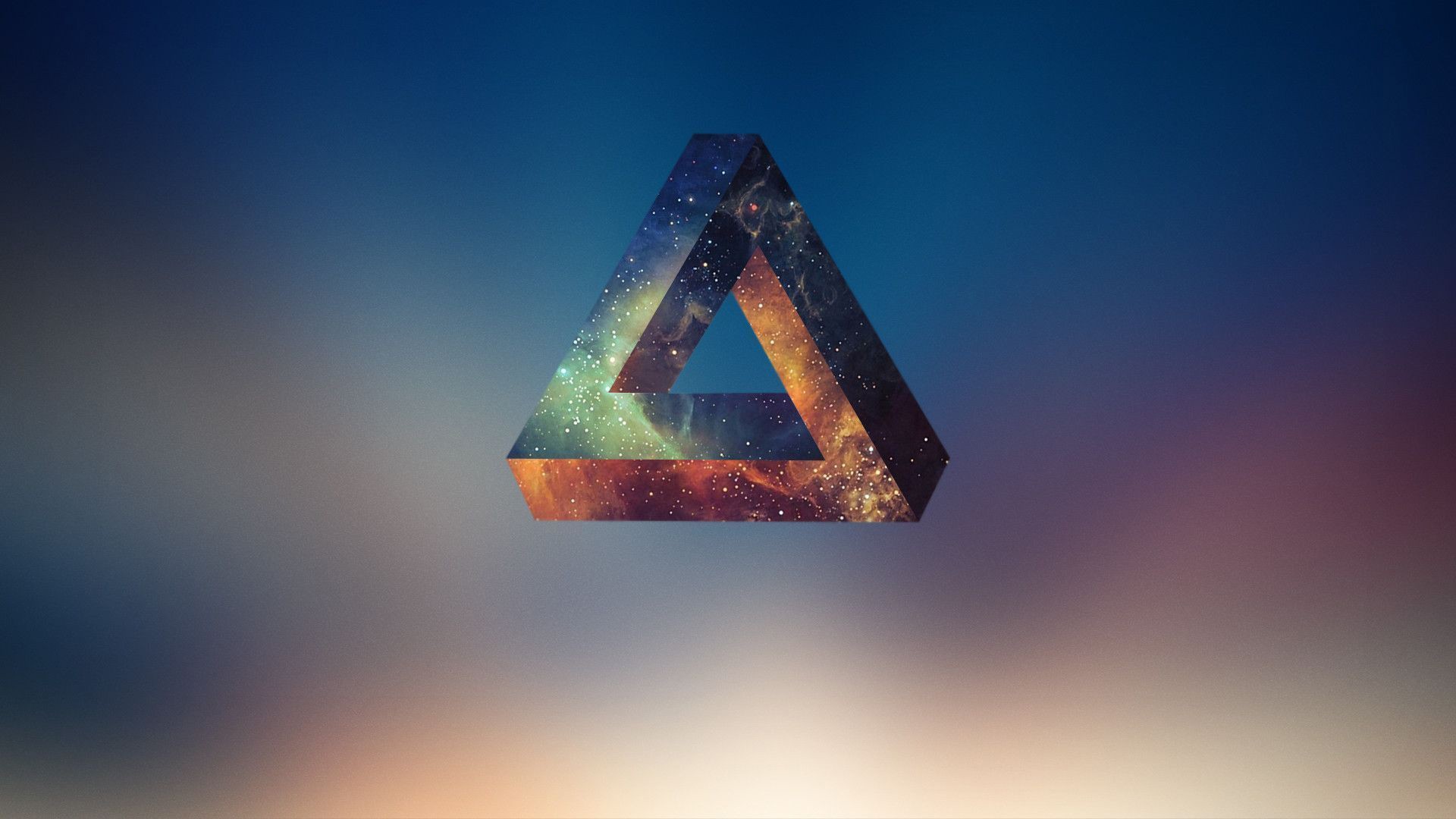 General 1920x1080 Penrose triangle abstract geometry digital art gradient triangle